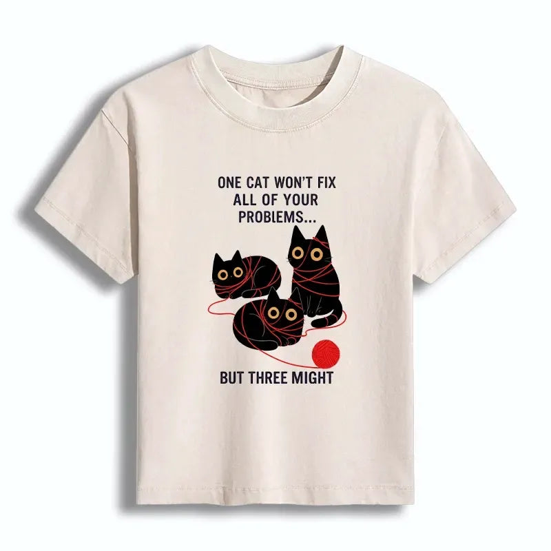 Kyoto-Lion Three Cats Fix All Problems Women's Washed T-shirt