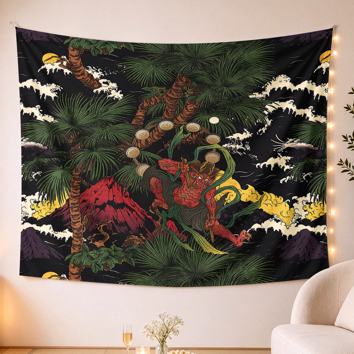 Kyoto-Lion Japanese Yokai Tapestry