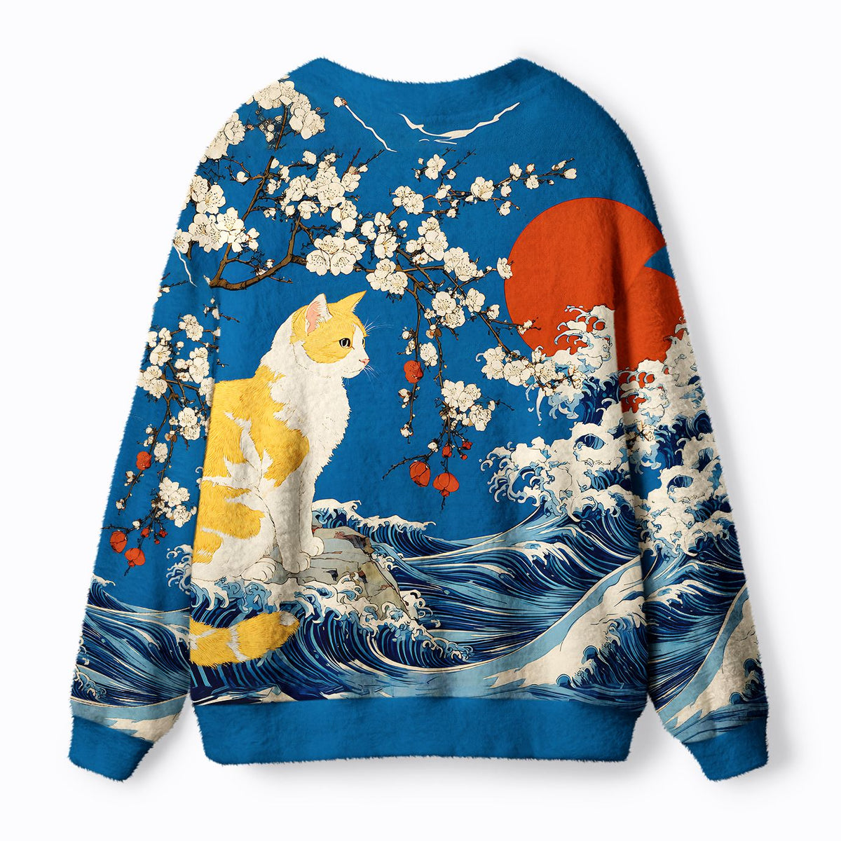 Kyoto-Lion Waves And Cats Ugly Cardigan Sweater