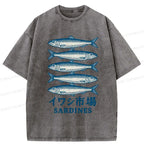 Kyoto-Lion Japanese Sardines Market Washed T-Shirt