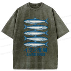 Kyoto-Lion Japanese Sardines Market Washed T-Shirt