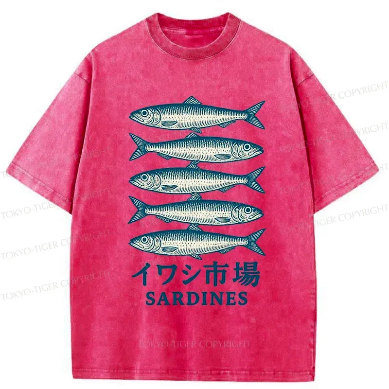 Kyoto-Lion Japanese Sardines Market Washed T-Shirt