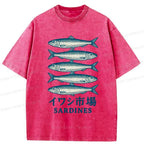 Kyoto-Lion Japanese Sardines Market Washed T-Shirt