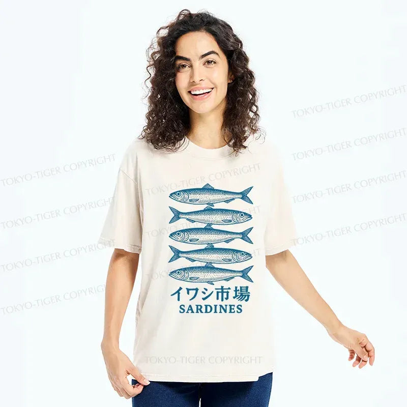Kyoto-Lion Japanese Sardines Market Washed T-Shirt