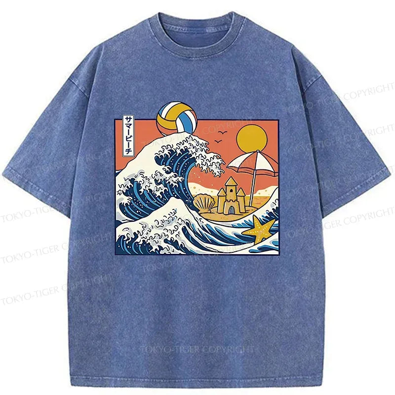 Kyoto-Lion Summer Beach Washed T-Shirt