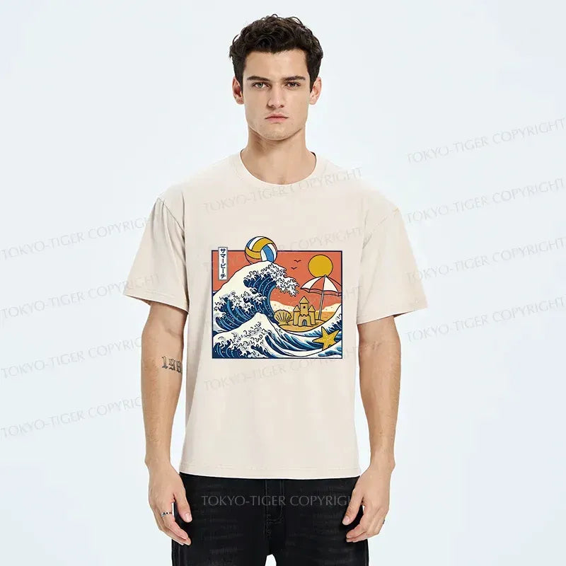Kyoto-Lion Summer Beach Washed T-Shirt