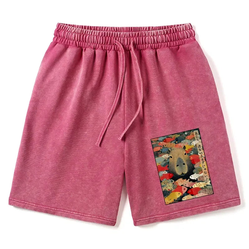 Kyoto-Lion Am I Too Lovable? Washed Shorts