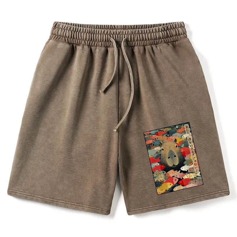 Kyoto-Lion Am I Too Lovable? Washed Shorts