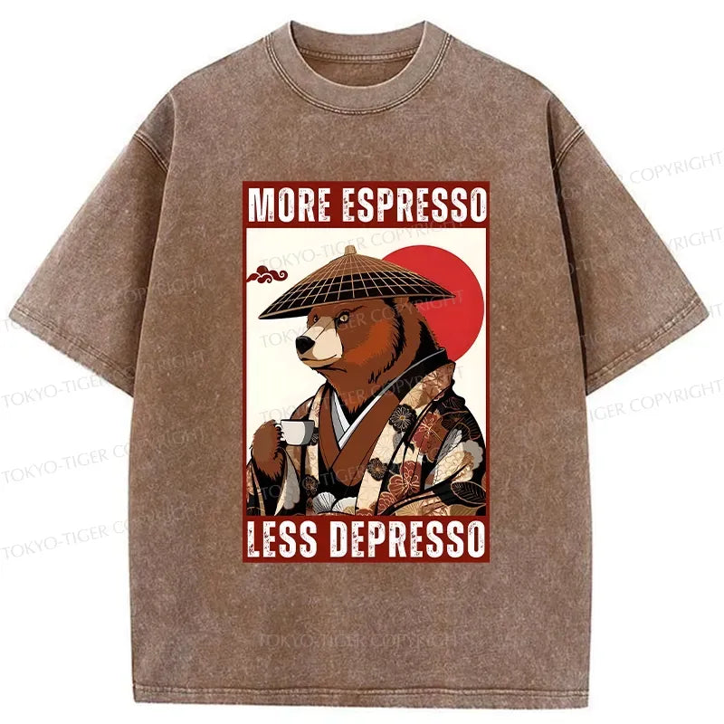 Kyoto-Lion More Espresso Less Depresso Bear Washed T-Shirt