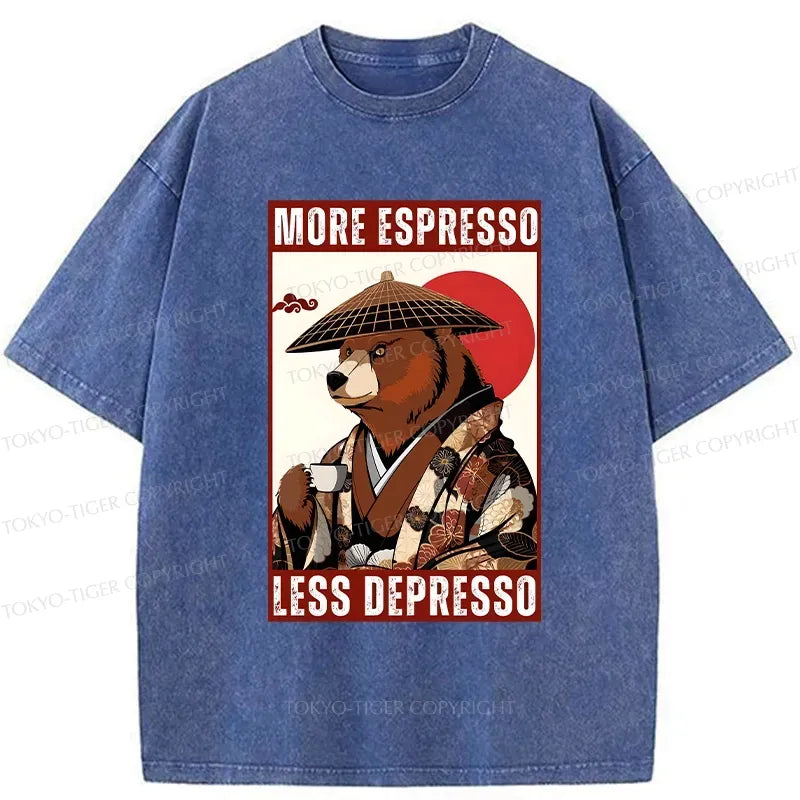 Kyoto-Lion More Espresso Less Depresso Bear Washed T-Shirt