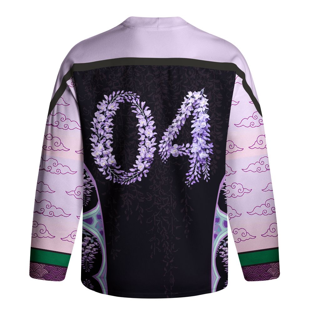 Kyoto-Lion Wisteria Jpanese Flowers Long-Sleeve Hockey Jersey
