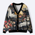 Kyoto-Lion Traditional Crane Ugly Cardigan Sweater