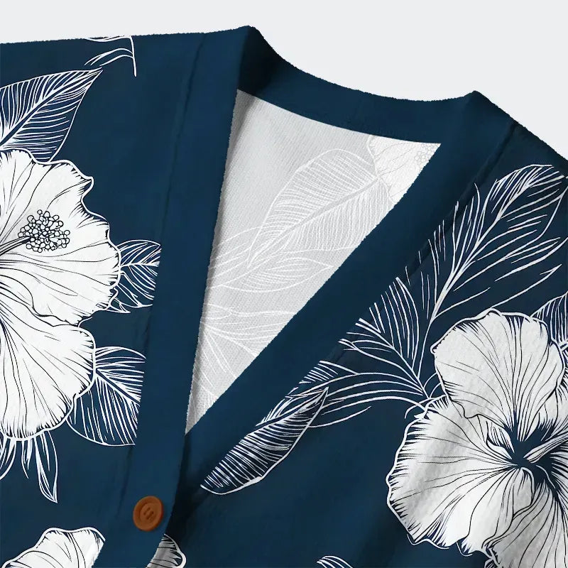 Vintage Ukiyo-e Cardigan Sweater for Street Style
