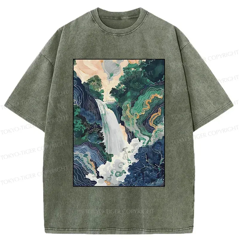Kyoto Lion Japanese Landscape Washed T-Shirt