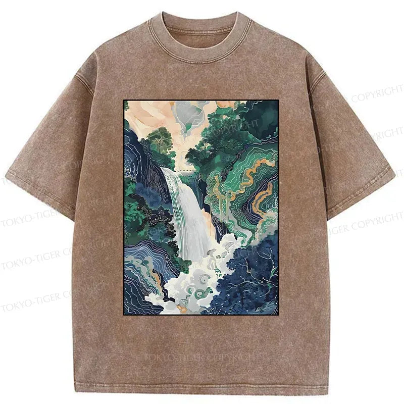 Kyoto Lion Japanese Landscape Washed T-Shirt