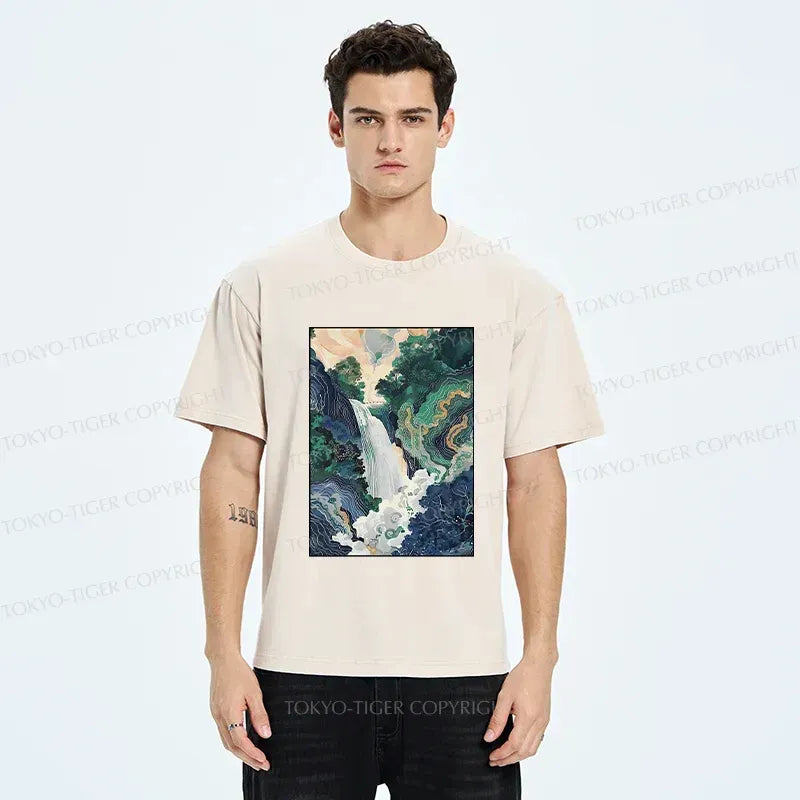 Kyoto Lion Japanese Landscape Washed T-Shirt