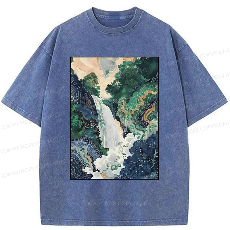 Kyoto Lion Japanese Landscape Washed T-Shirt