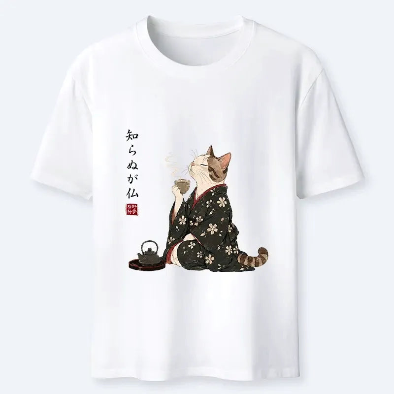 Japanese Zen Cat Kimono T-Shirt