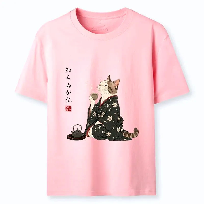 Japanese Zen Cat Kimono T-Shirt