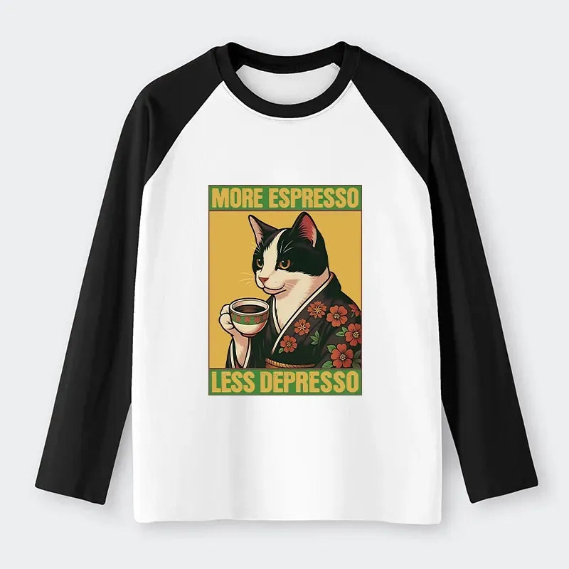 Japanese Cat Raglan Long Sleeve T-Shirt