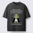 Kyoto-Lion Funny Meme Vampire Frog Washed T-Shirt