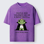 Kyoto-Lion Funny Meme Vampire Frog Washed T-Shirt