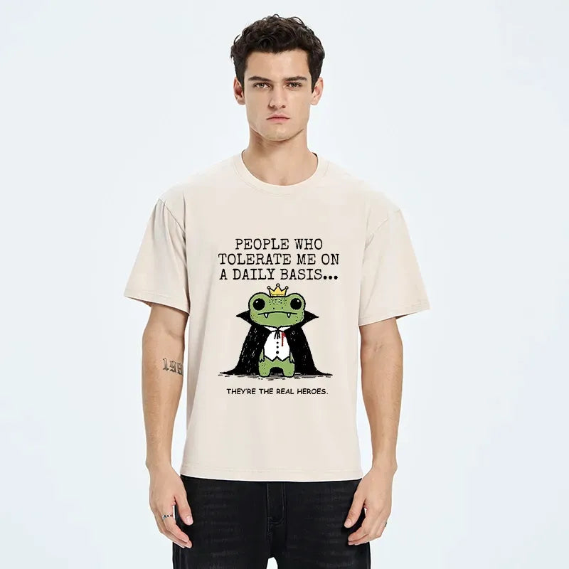Kyoto-Lion Funny Meme Vampire Frog Washed T-Shirt
