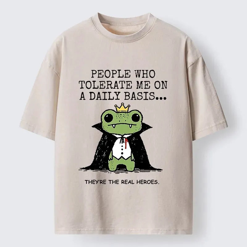 Kyoto-Lion Funny Meme Vampire Frog Washed T-Shirt