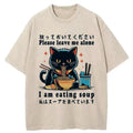 Kyoto-Lion Cat Enchanted By Ramen Washed T-Shirt
