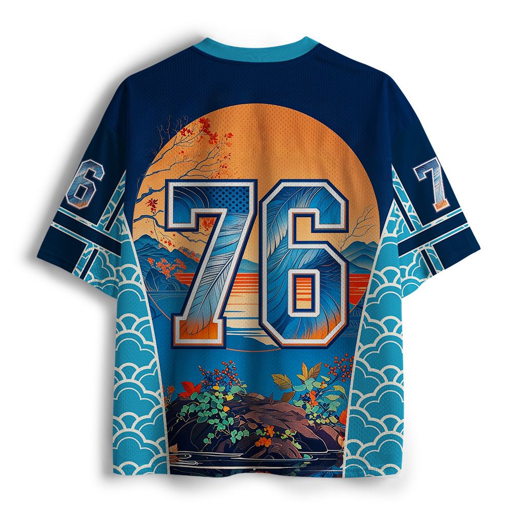 Kyoto-Lion Moonlit Evening Blue Heron Mesh Jersey