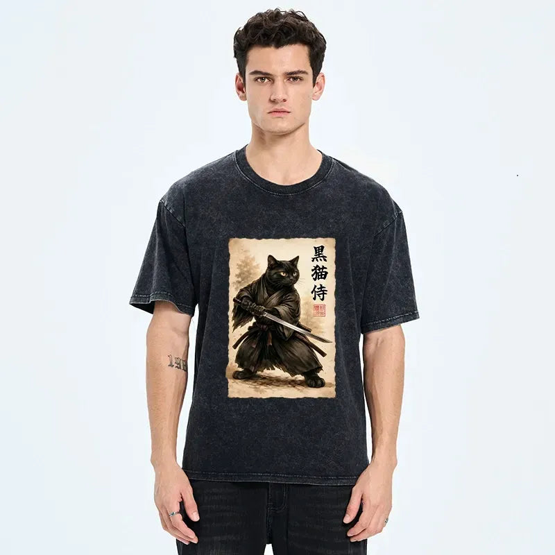 Ukiyo-e Black Cat Warrior Tee
