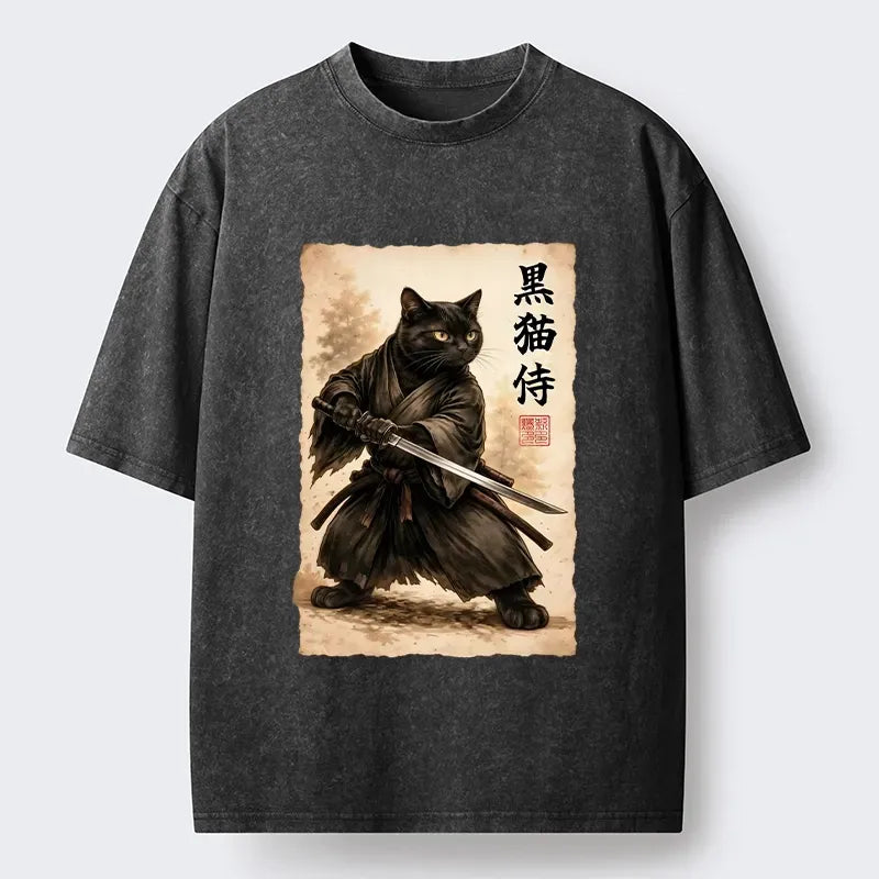 Ukiyo-e Black Cat Warrior Tee