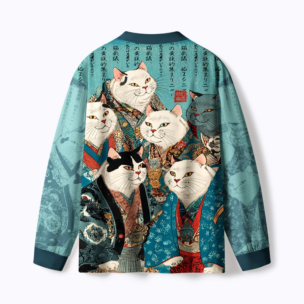 Kyoto-Lion Formal Gathering of Ukiyo-e Cat Nobles Eco-Friendly Long Sleeve T-Shirt
