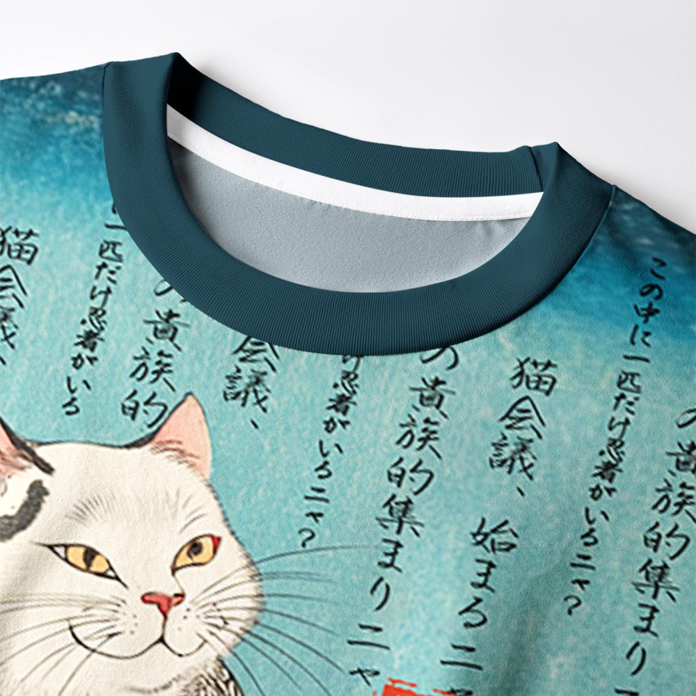 Kyoto-Lion Formal Gathering of Ukiyo-e Cat Nobles Eco-Friendly Long Sleeve T-Shirt