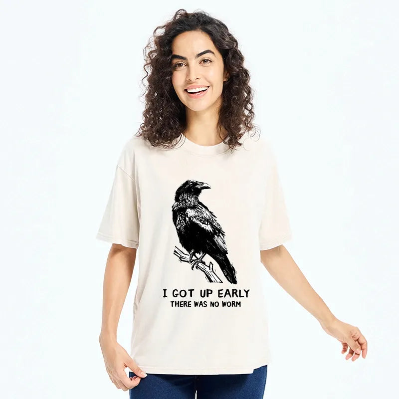 Kyoto-Lion Early Raven Meme Washed T-Shirt