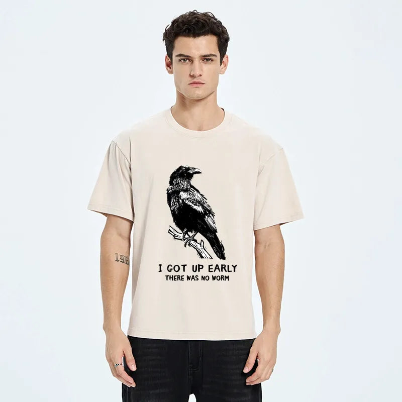 Kyoto-Lion Early Raven Meme Washed T-Shirt
