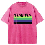 Retro Tokyo Washed T-Shirt for Summer