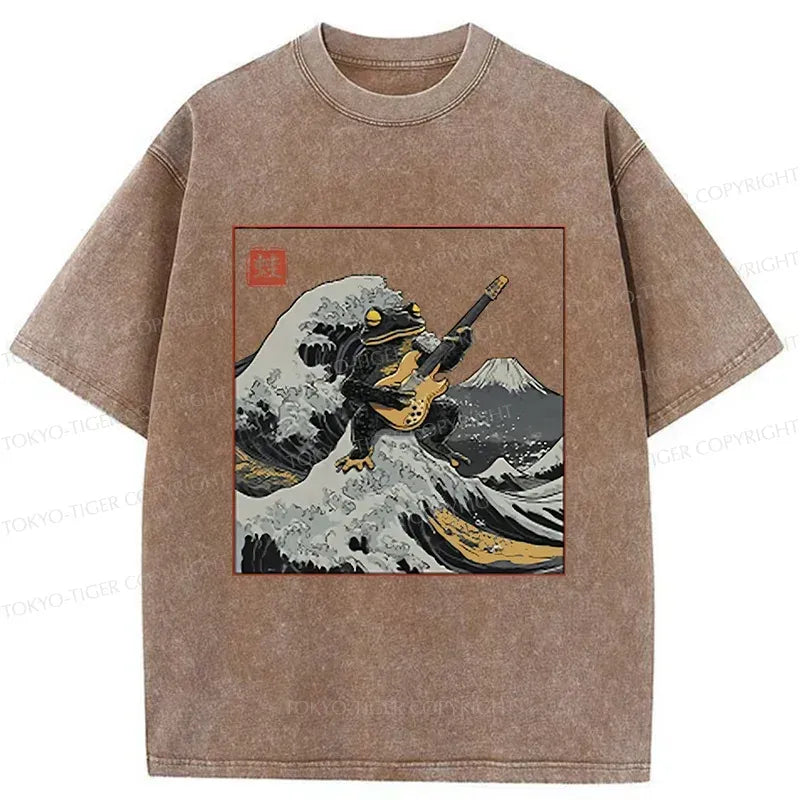 Japanese Vintage Frog Guitar T-Shirt for Men