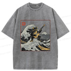 Japanese Vintage Frog Guitar T-Shirt for Men