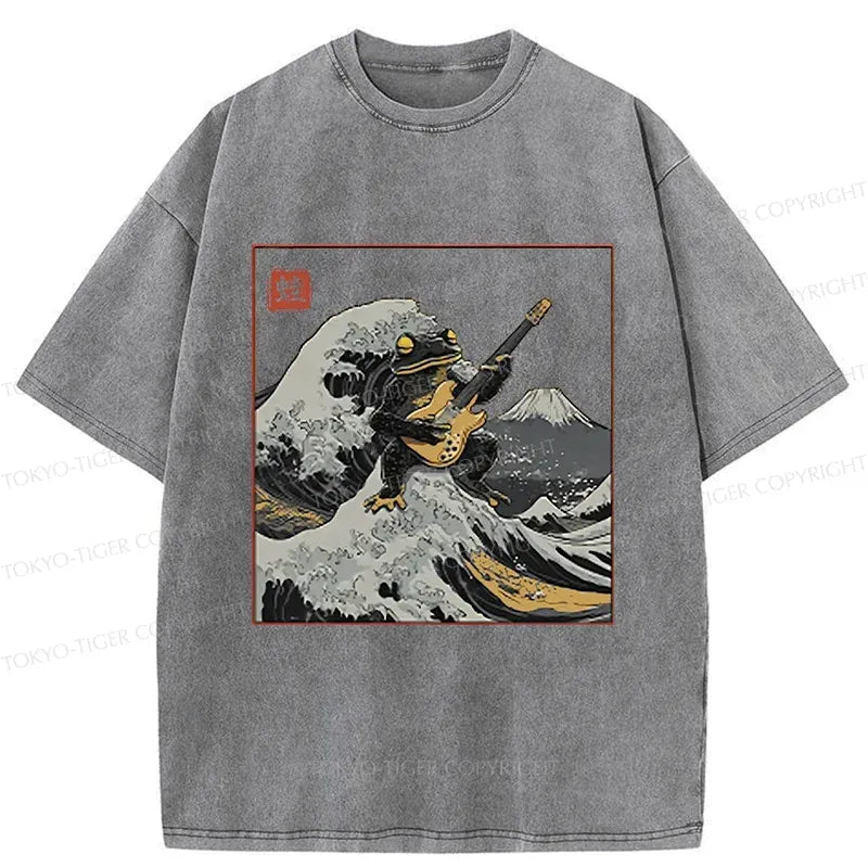 Japanese Vintage Frog Guitar T-Shirt for Men