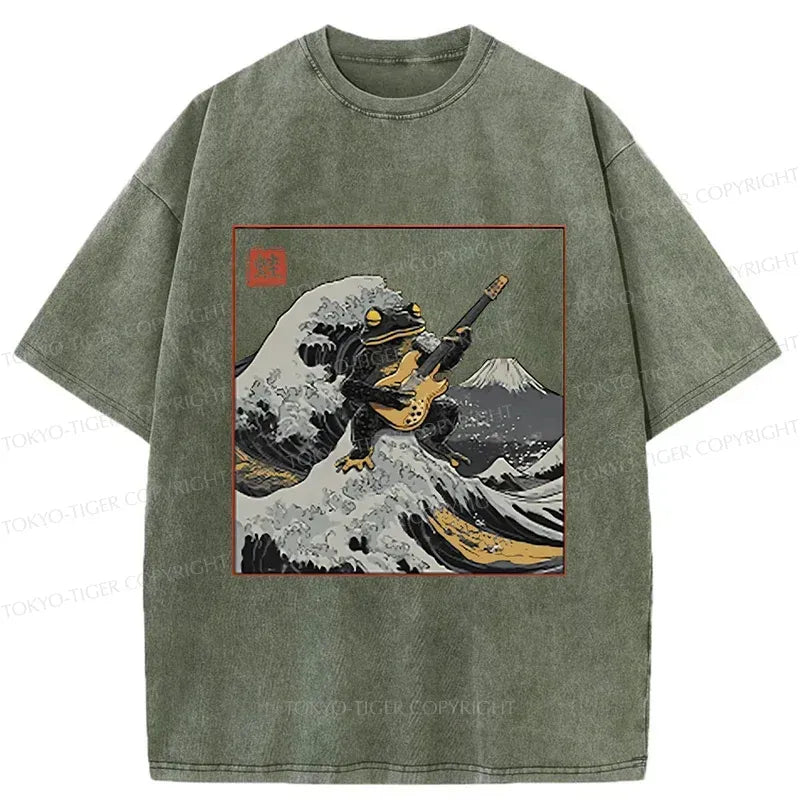 Japanese Vintage Frog Guitar T-Shirt for Men