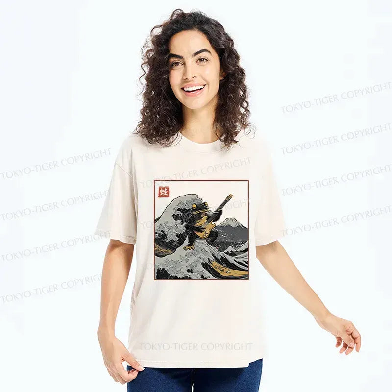 Japanese Vintage Frog Guitar T-Shirt for Men