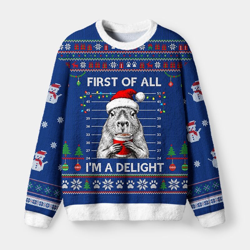 Kyoto-Lion Capybara Is Ready For Christmas Fuzzy Christmas Ugly Sweatshirt