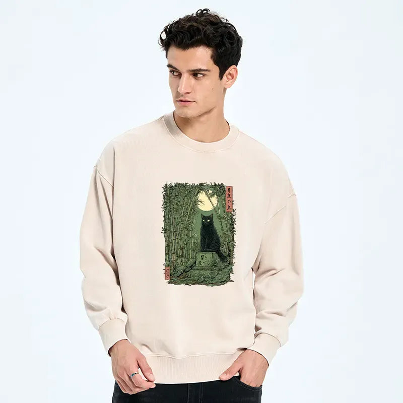 washed Japanese style sweatshirt for casual wear