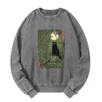 Kyoto-Lion Black Cat In The Bamboo Forest Washed Sweatshirt
