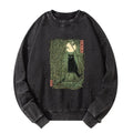 Kyoto-Lion Black Cat In The Bamboo Forest Washed Sweatshirt