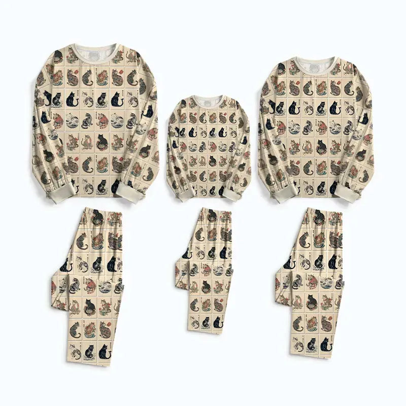japanese cat family pajama gift idea