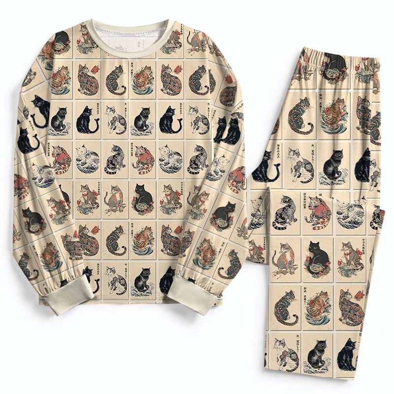 japanese cat family pajama gift idea