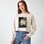 japanese lotus crop sweatshirt for women
