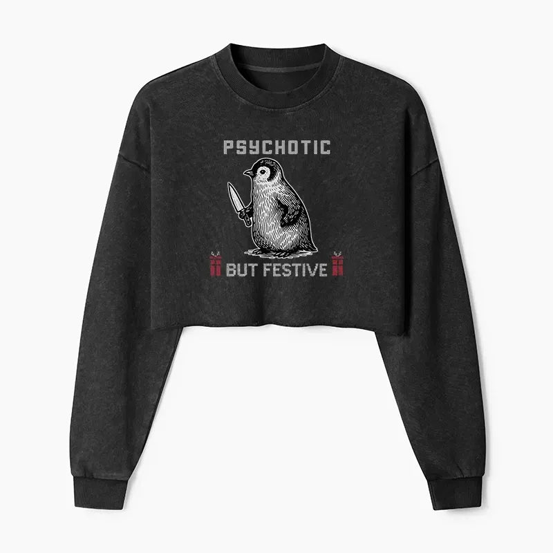 Japanese Kyoto Lion Washed Crop Sweatshirt